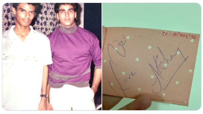 Akshay Kumar Terharu Dikirimi Foto Tahun 1991 yang Ada Tanda Tangan Dirinya (Foto Twitter)