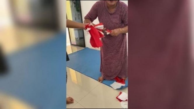 Video Viral Emak-Emak Gunting Bendera Merah Putih, Ini Kata Polisi (Foto Tangkap Layar Video Instagram)