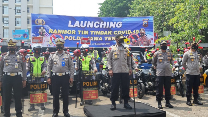HUT Polisi Lalu Lintas Ke-65 Polda Jateng Launching Ranmor Tim Tindak Covid-19
