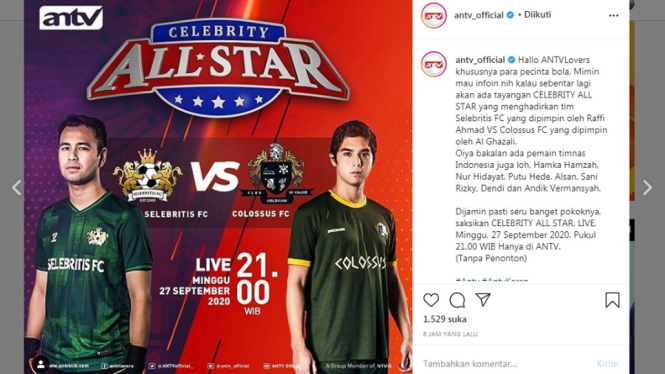 Pertandingan sepak bola selebritas. (Foto Instagram @antv_official)