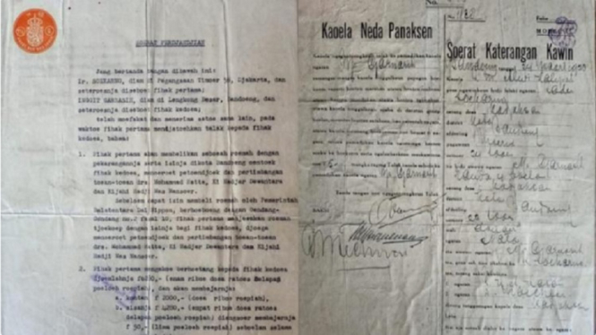 Unggahan Surat Nikah dan Surat Cerai Bung Karno-Bu Inggit Dihapus (Foto Dok. Kolase)