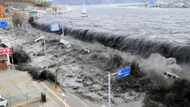 Gempa Dahsyat dan Tsunami Setinggi 20 Meter di Pantai Selatan, Ini Kata BMKG (Foto Dok. Tsunami Jepang - NBC News)