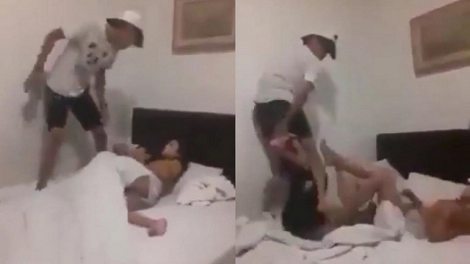 Video Viral Duel Dua Pria di Atas Ranjang Saat Pergoki Kekasih Selingkuh di Kamar Hotel (Foto Tangkap Layar Video Instagram)
