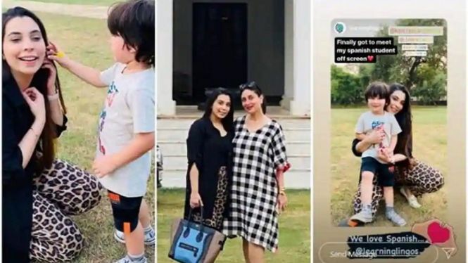 Kareena Kapoor Berbagi Foto Taimur dengan Guru Bahasa Spanyolnya (Foto Kolase Instagram)