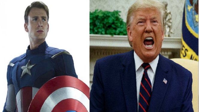 Saat Captain America Memarahi Presiden Amerika Donald Trump Soal Covid-19 (Foto Kolase)