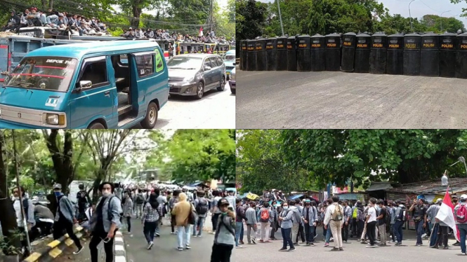 Pasukan Brimob Cegat Ribuan Mahasiswa Gunadarma yang Hendak ke Jakarta