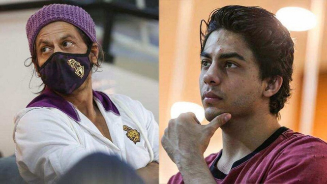 Shah Rukh Khan Asyik Menyaksikan Pertandingan IPL 2020 , Bersama Putranya, Aryan (Foto PTI)