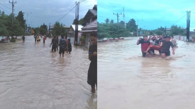 Hampir Seribu Rumah Terendam Banjir di Donggala, Sulawesi Tengah, Begini Kondisinya (Foto Kolase Istimewa))