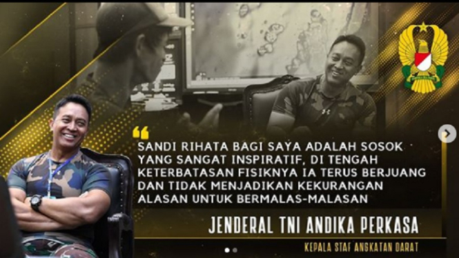 KSAD Jenderal TNI Andika Perkasa Terenyuh Mendengar Pekerja Bangunan Sarapan Gorengan (Foto Instagram)