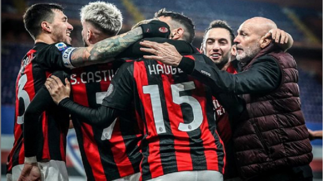 Sampdoria vs AC Milan 1-2 celebrasi kemenangan
