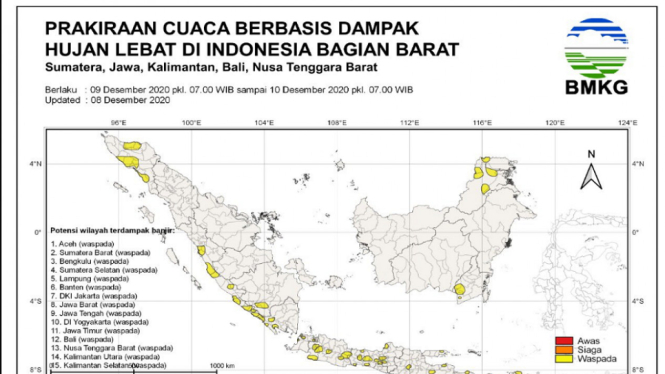 Waspada Hujan Lebat Diprediksi Bakal Terjadi di Sejumlah Wilayah Indonesia (Dok: BMKG)