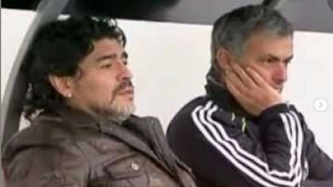 Pelatih Jose Mourinho dan Diego Maradona