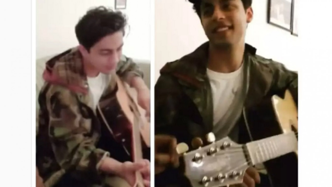 Video Putra Shah Rukh Khan, Aryan Khan Memainkan Gitar Akustik Beredar Viral (Foto Kolase)