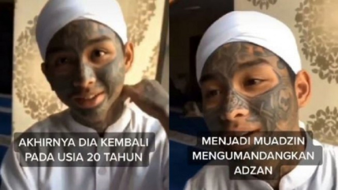 Inilah Video Penampakan Muazin yang Tubuhnya Nyaris Dipenuhi dengan Tato (Foto Kolase Tangkap Layar Video Instagram)