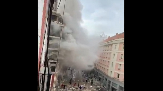 Ledakan Dahsyat Menguncang Kota Madrid, Spanyol, Ini Bangunan yang Hancur (Foto Tangkap Layar Video Twitter)