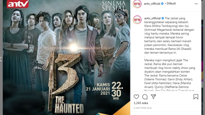 Sinema Spesial ANTV, 13 The Haunted. (Foto Instagram @antv_official)