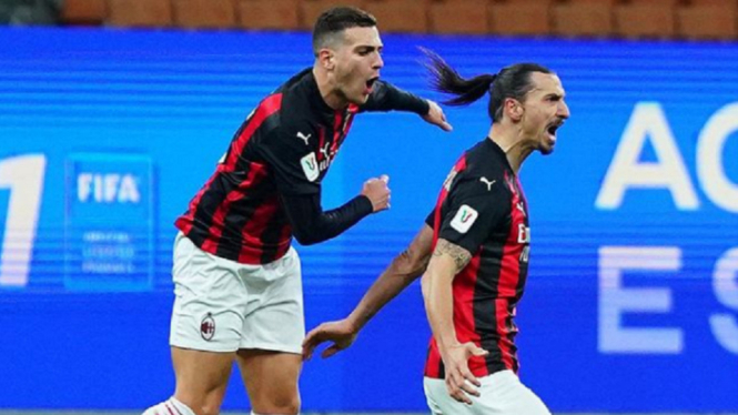 Inter Milan vs AC Milan 2-1 gol Zlatan Ibrahimovic selebrasi 1