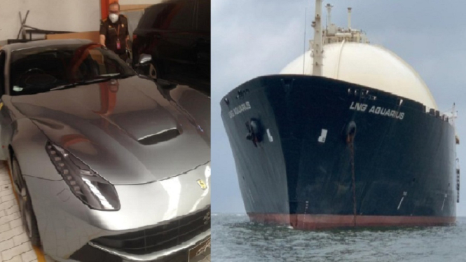 Terkait Korupsi ASABRI, Kejaksaan Agung Sita Mobil Ferrari hingga Kapal Tanker (Foto Kolase Kejaksaan Agung)