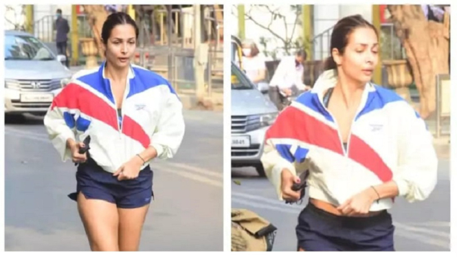 Malaika Arora Tertangkap Paparazzi saat Joging di Jalanan Mumbai (Foto Koalse TOI)