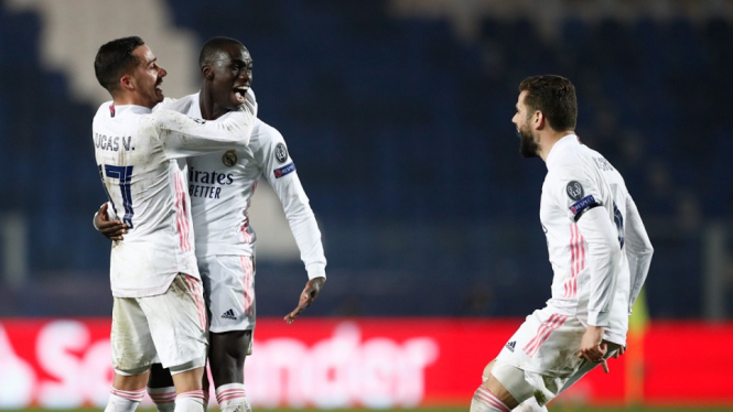 Atalanta vs Real Madrid 0-1 selebrasi Ferland Mendy 1