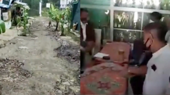 Inilah Video Viral saat Oknum Guru Dipersekusi Aparat Desa Gegara Jalan Rusak (Foto Kolase)