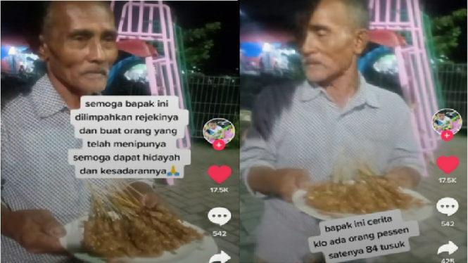Kisah Kakek Penjual Sate Mendapat Pembeli Misterius yang Memesan 84 Tusuk (Foto Kolase)