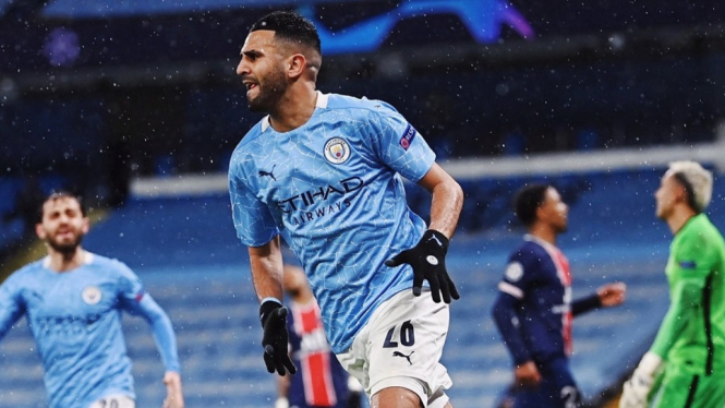 Manchester City vs PSG 2-0 dua gol Riyad Mahraez