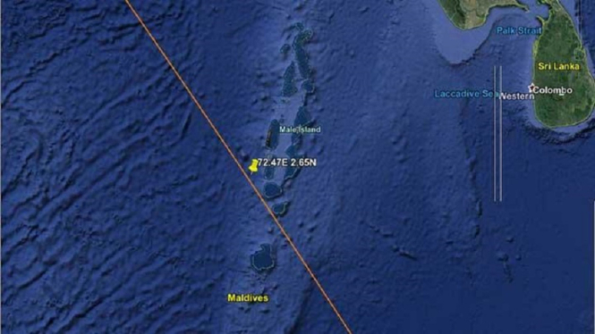 Roket China Long March 5B Terbakar Atmosfer Bumi dan Jatuh Menghujam di Sini (Foto RRI)