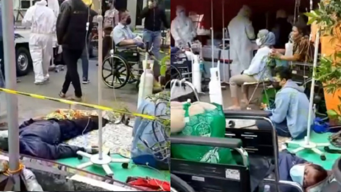 Video Viral Pasien Membludak di Halaman Depan RSUD Bekasi, Netizen: Mirip India (Foto Kolase)