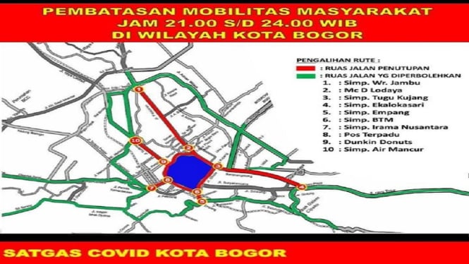 Bogor Larangan kendaraan bermotor pukul 21-00 wib - 24-00 WIB