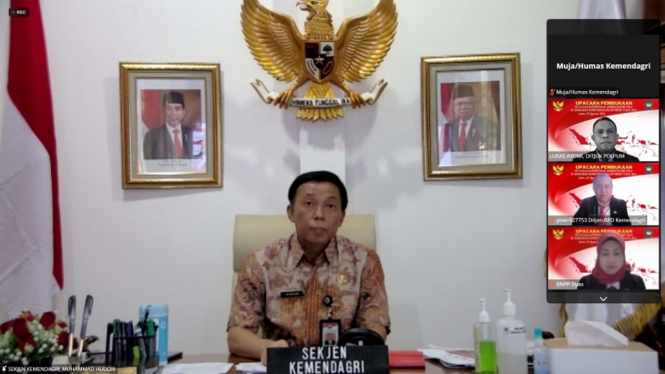 Sekjen Kemendagri Imbau Pelatihan Kemimpinan Administrator Perhatikan Prokes (Foto Pusepen Kemendagri)