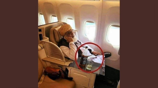 Beredar Foto Pemimpin Taliban Minum Wiski di Dalam Pesawat Jet Pribadi, Ini Faktanya (Foto Twitter)