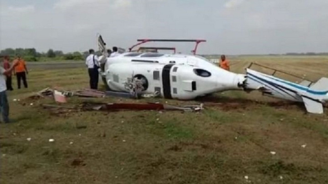 Ini Penyebab Helikopter Jatuh dan Terguling di Tangerang, Banten (Foto Dok. Istimewa)