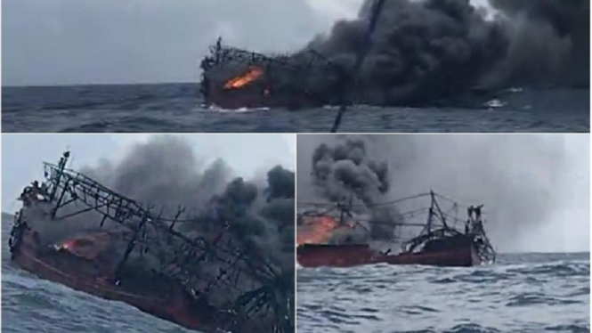 Lima ABK Bertahan Berhari-hari di Lautan saat Kapal Mereka Terbakar (Foto Kolase)
