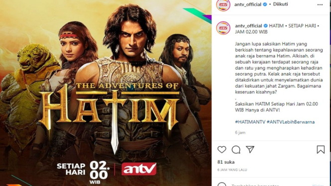 Serial India ANTV, The Adventures of Hatim. (Foto: Instagram @antv_official)