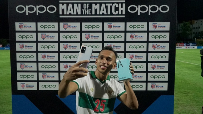 Pemain timnas Indonesia, Irfan Jaya terpilih sebagai man of the match