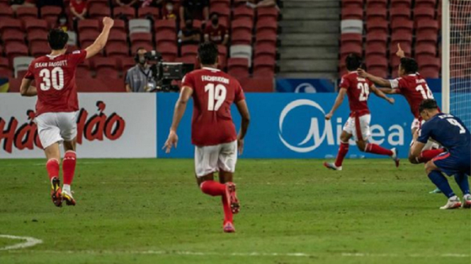 Elkan Baggott rayakan gol perdananya di Piala AFF 2020
