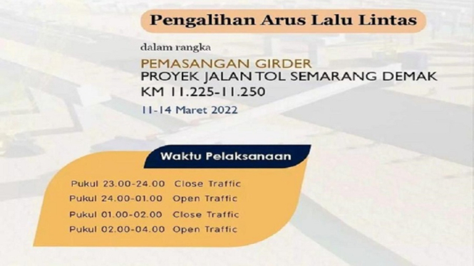 Ada Pemasangan Girder Jalan Tol Semarang - Demak, Arus Lalulintas Dialihkan