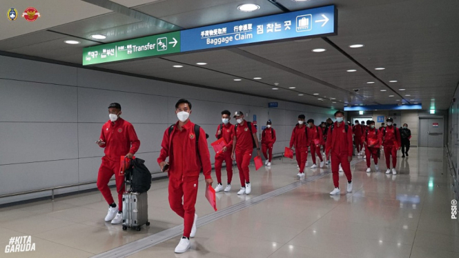 Tim U-19 Indonesia tiba di Bandara Ichoen, Seoul, Korea Selatan