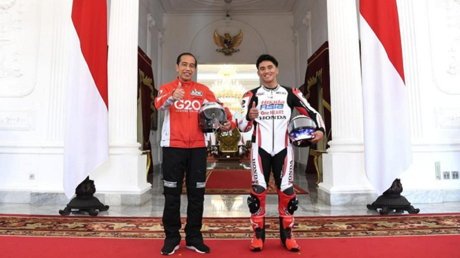 Mario Aji tampil di kelas GP Moto3 bersama Honda Team Asia