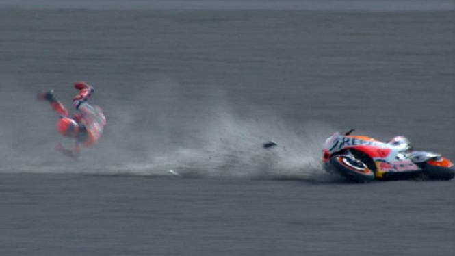 Marc Marques terjatih di Tikungan 11 FP2 MotoGP Mandalika 2022