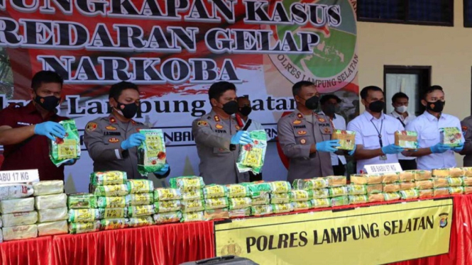 Polres Lampung Selatan Amankan 97 Kilogram Sabu Bernilai Ratusan Miliar
