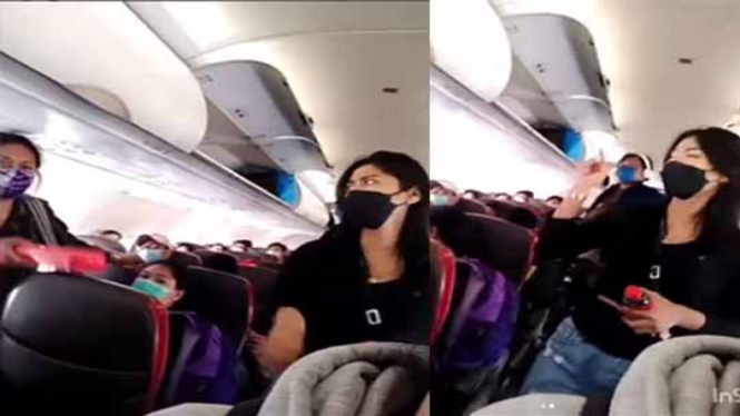 Perdebatan Seorang Ibu dengan Wanita Muda dalam Pesawat (Foto: Instagram @lambe_turah)