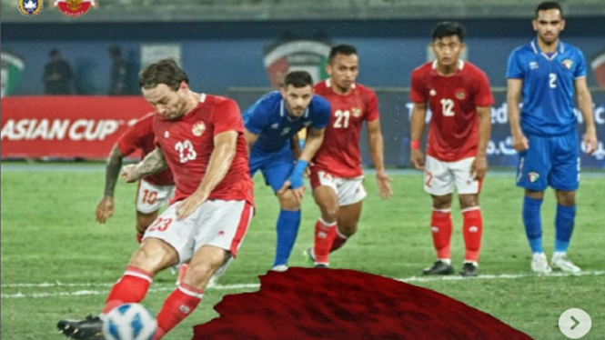 Kuwait vs Timnas Indonesia 1-2 gol pinalti Marc Klok