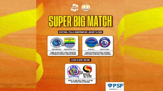 VIA Sajikan Siaran Langsung Super Big Match Semifinal Piala Gubernur DKI Jakarta 2022 (Foto Ilustrasi)