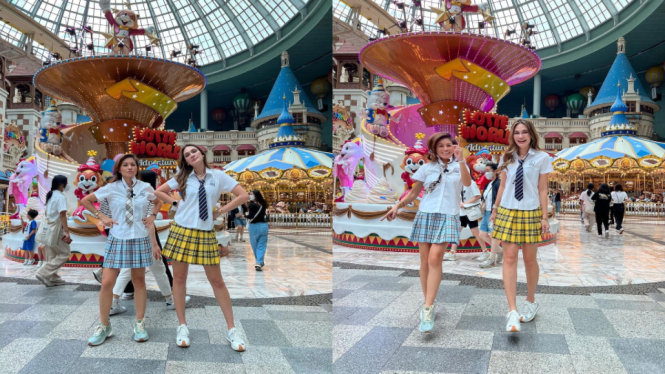 Luna Maya awet muda pakai seragam saat liburan di Korea img