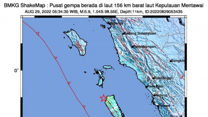 Gempa di Mentawai Sumatera Barat.