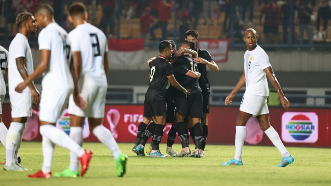 Timnas Indonesia rayakan gol