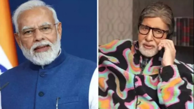 PM Narendra Modi dan Amitabh Bachchan