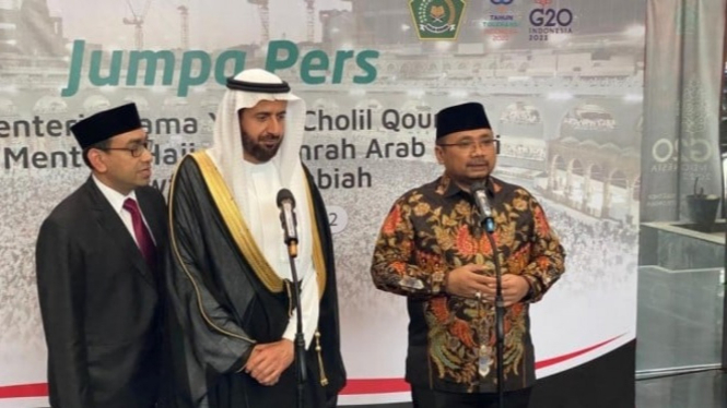 Menag Yaqut Cholil Qoumas bertemu Menteri Haji Arab Saudi.